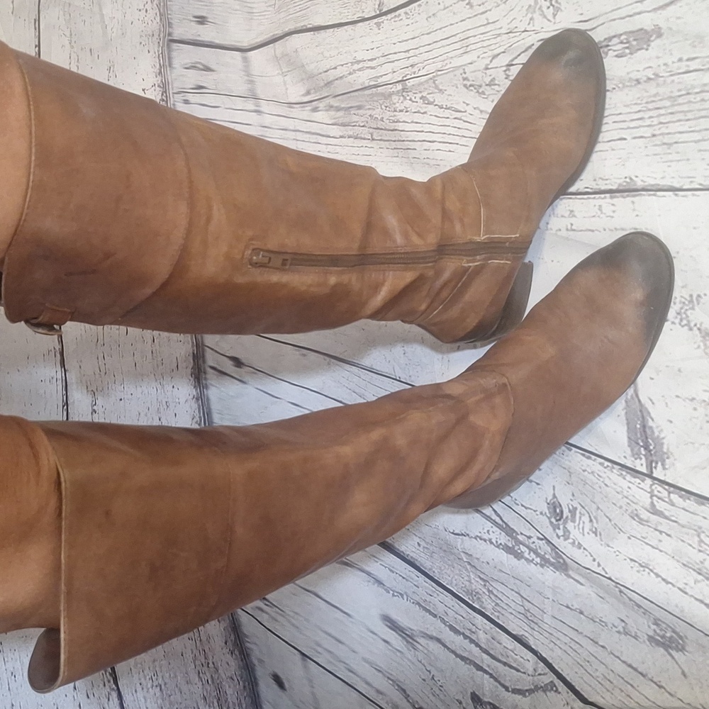Classic Tall Brown Leather Riding Boots - Women